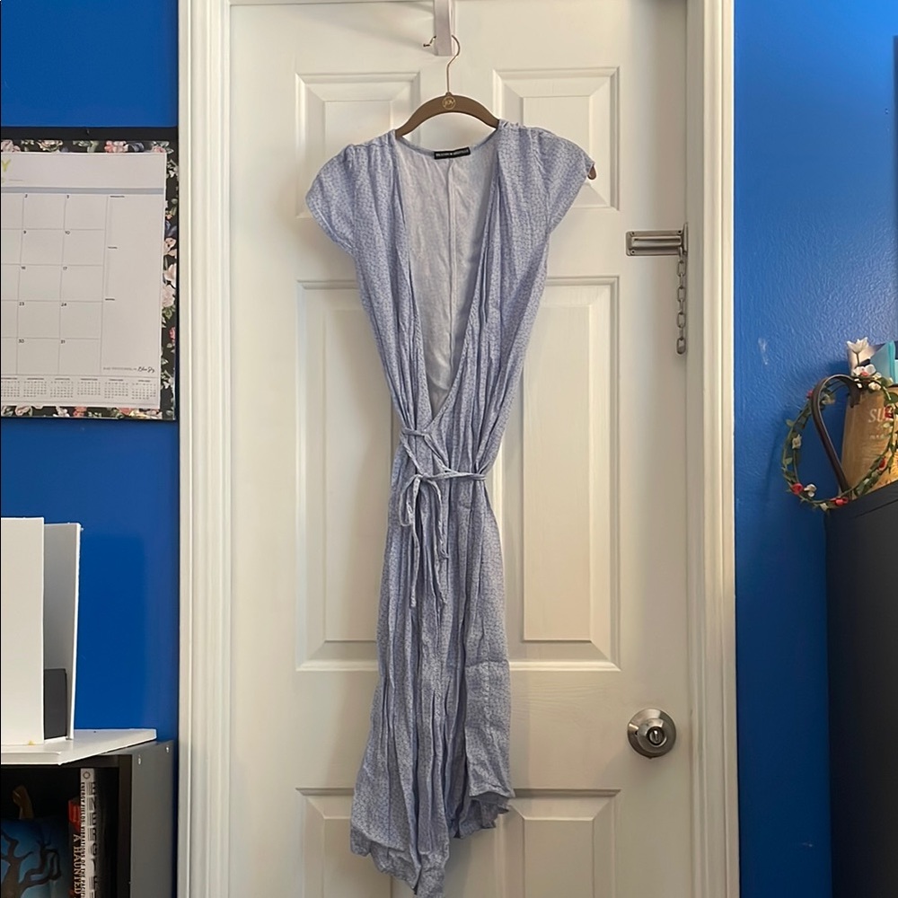Brandy Melville Blue and White Wrap Sundress